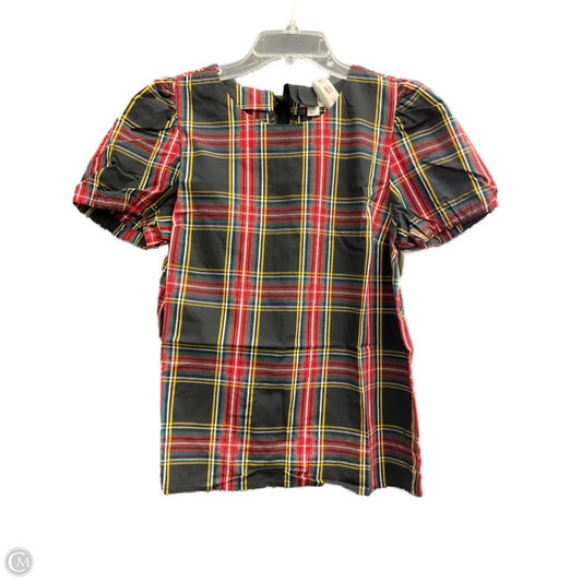 Top Short Sleeve By J. Crew In Plaid Pattern, Size: Xs