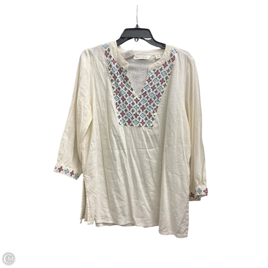 Top 3/4 Sleeve By Clothes Mentor In Cream, Size: M