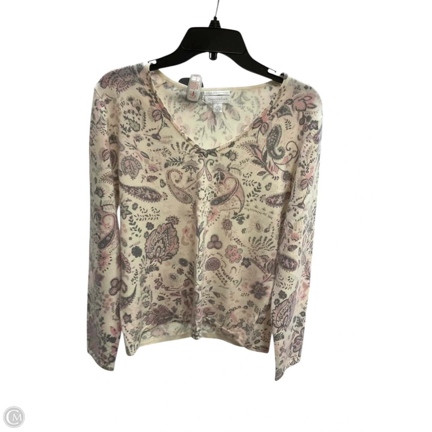 Top Long Sleeve By Charter Club In Cream, Size: L