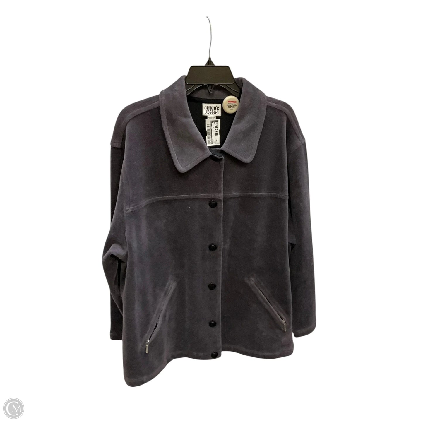 Jacket Shirt By Chicos In Grey, Size: Xl
