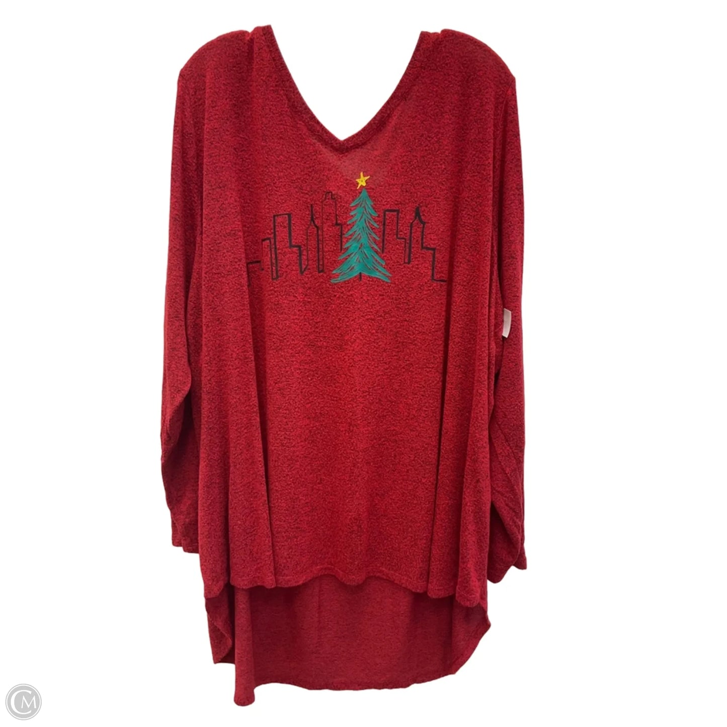 Top Long Sleeve By Evri In Red, Size: 4x