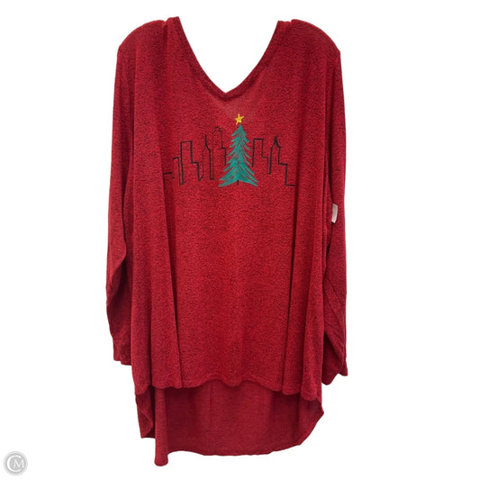 Top Long Sleeve By Evri In Red, Size: 4x
