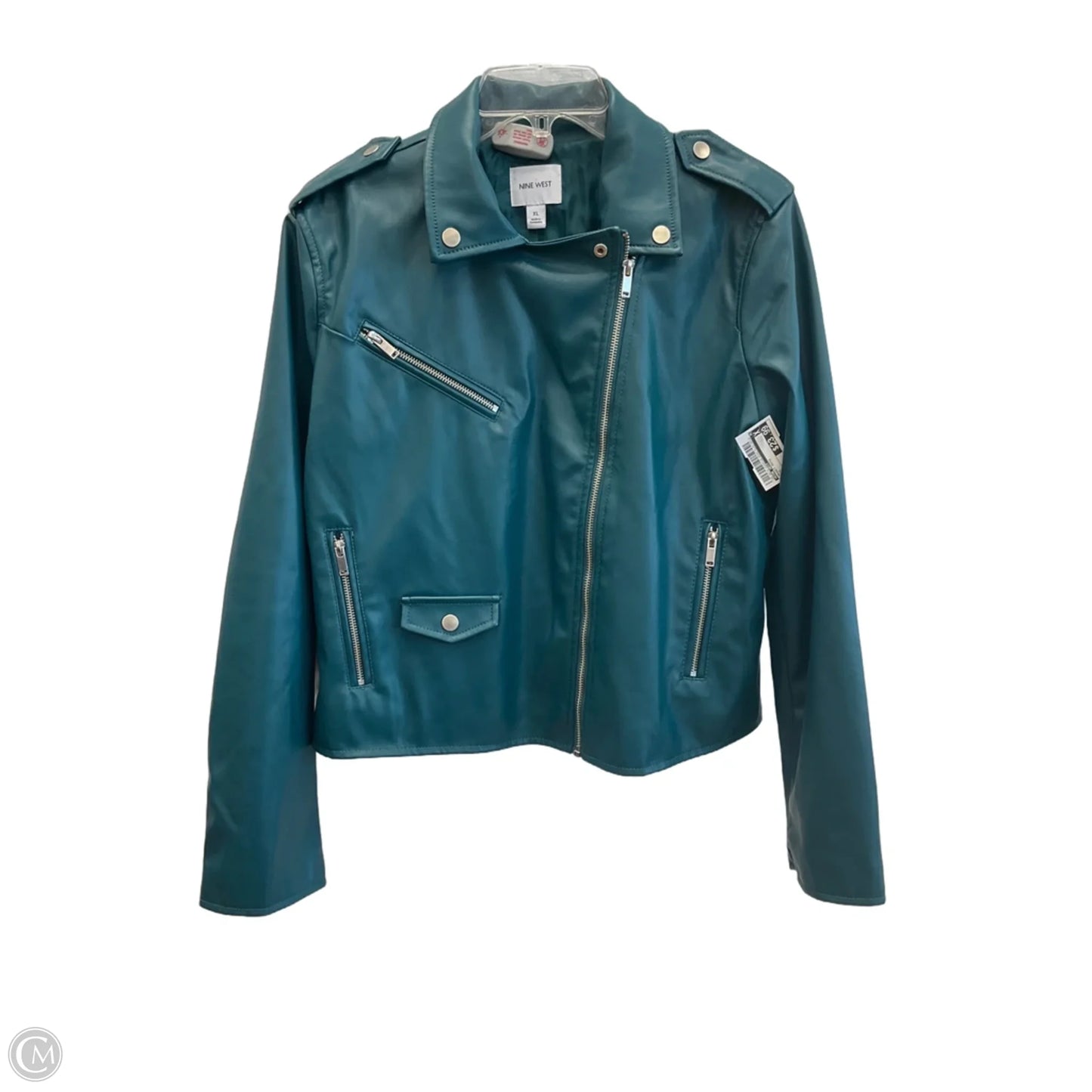 Jacket Moto By Nine West In Teal, Size: Xl