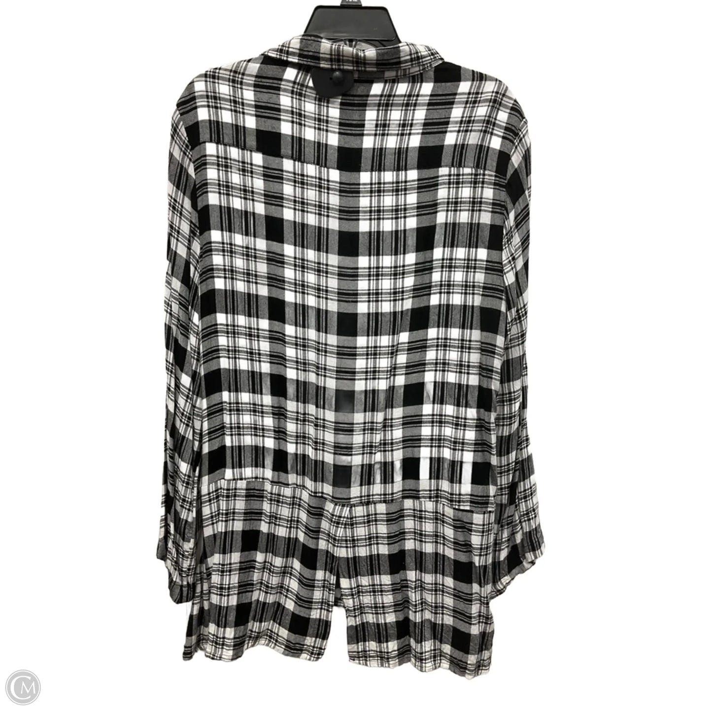 Blouse Long Sleeve By Simply Noelle In Plaid Pattern, Size: Xl