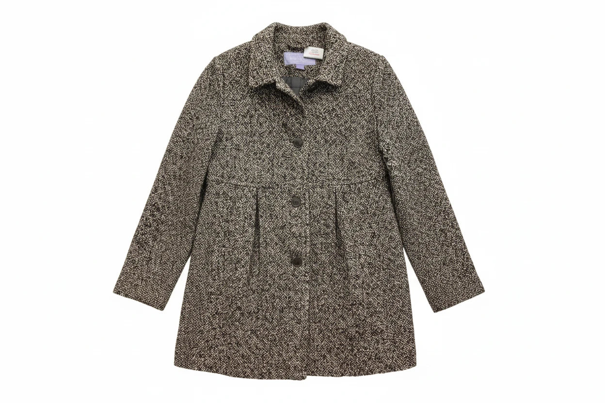 Coat Peacoat By Laura Scott In Black & Cream, Size: M