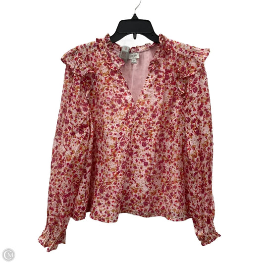 Top Long Sleeve By J. Crew In Floral Print, Size: Lp