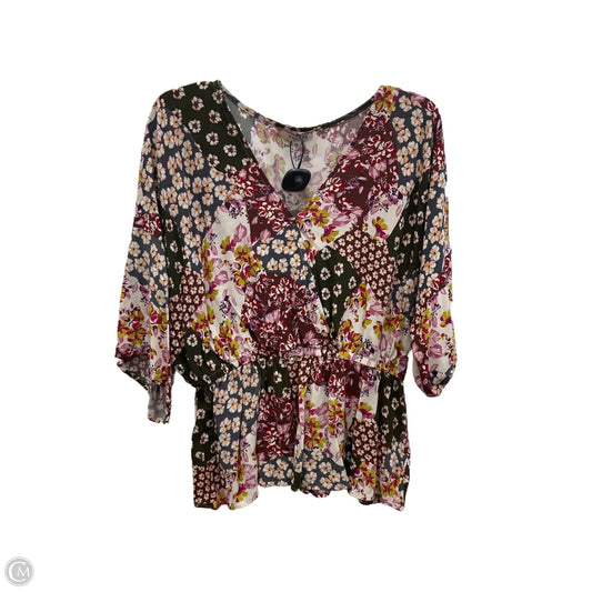 Top Short Sleeve By Andree By Unit In Floral Print, Size: 1x