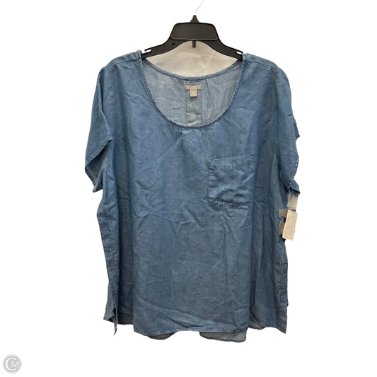 Top Short Sleeve By Falls Creek In Blue Denim, Size: 2x