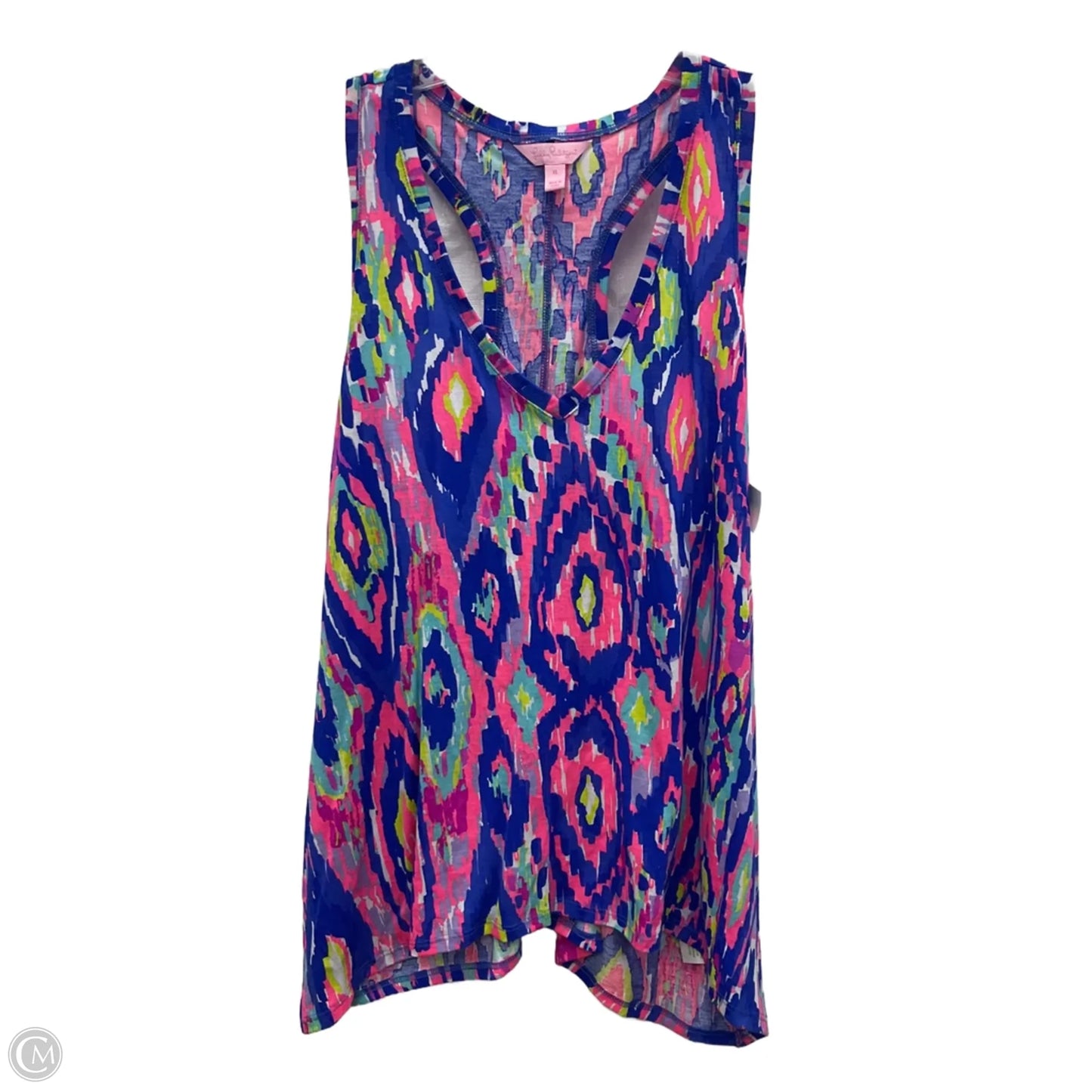 Top Sleeveless Designer By Lilly Pulitzer In Blue & Pink, Size: Xl