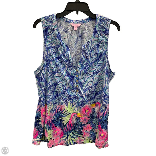 Top Sleeveless Designer By Lilly Pulitzer In Blue & Pink, Size: Xl