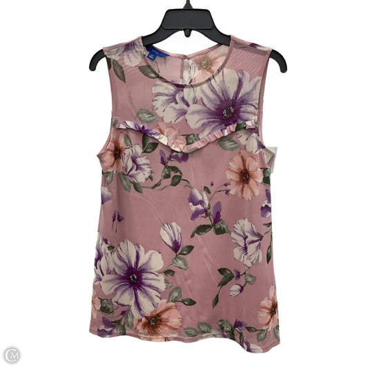 Top Sleeveless By Apt 9 In Floral Print, Size: M