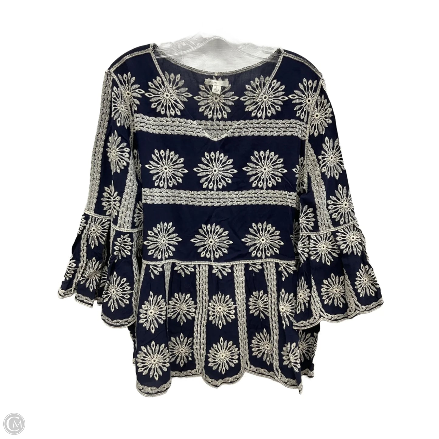 Top 3/4 Sleeve By Cato In Floral Print, Size: L