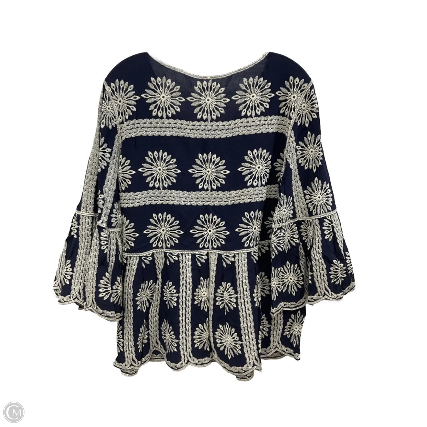 Top 3/4 Sleeve By Cato In Floral Print, Size: L