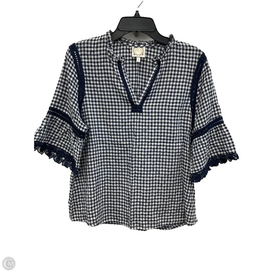 Top Short Sleeve By Clothes Mentor In Checkered Pattern, Size: L