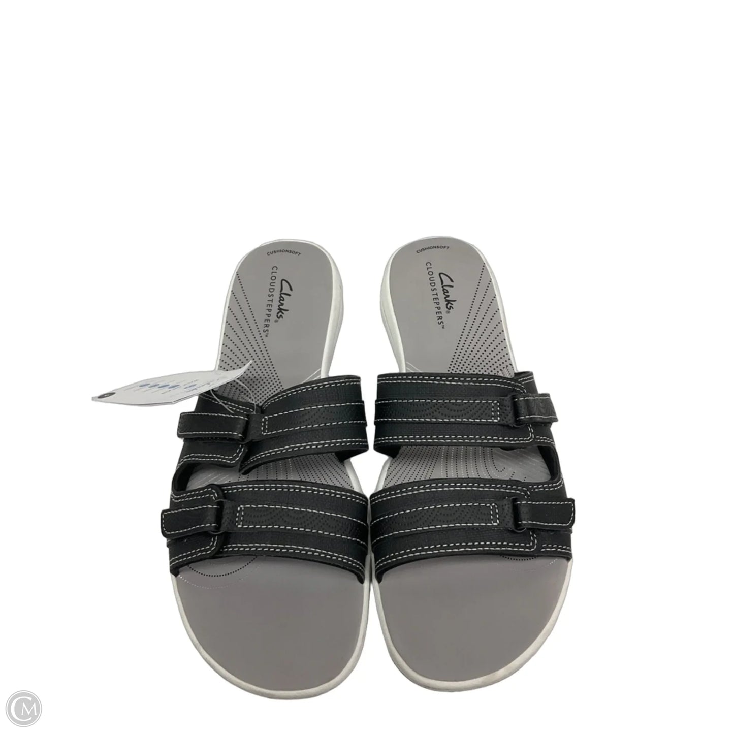 Sandals Flats By Clarks In Black & Grey, Size: 9