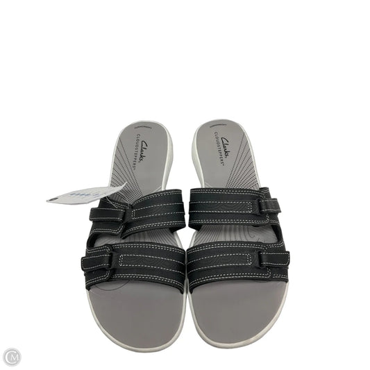 Sandals Flats By Clarks In Black & Grey, Size: 9