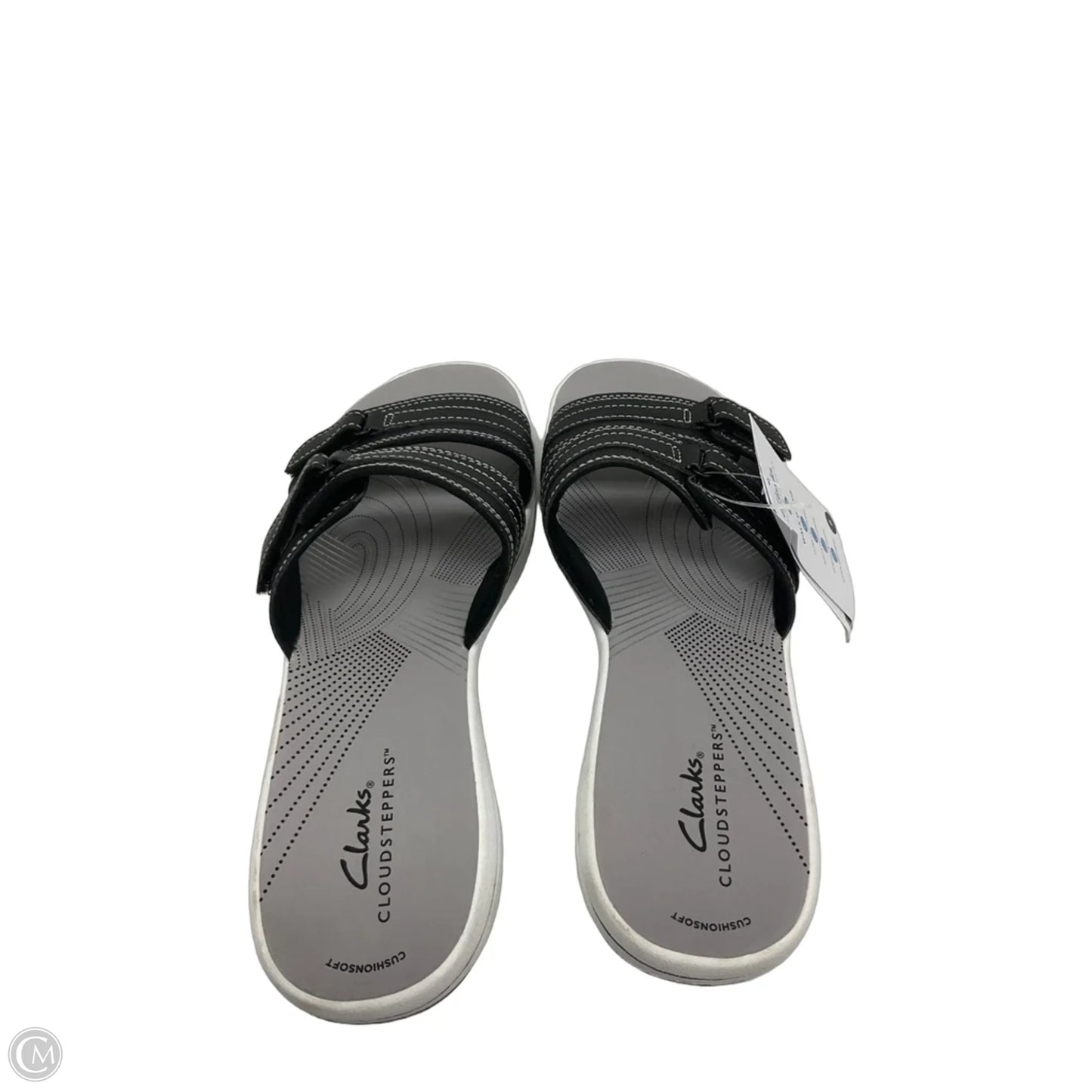 Sandals Flats By Clarks In Black & Grey, Size: 9