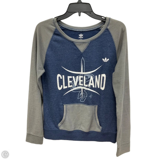 Athletic Top Long Sleeve Crewneck By Adidas In Blue & Grey, Size: S