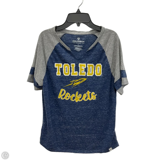 Athletic Top Short Sleeve By Colosseum In Blue & Grey, Size: L