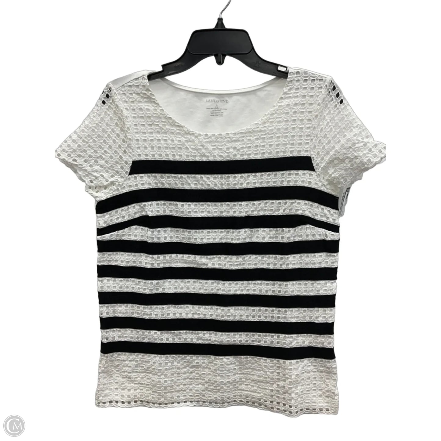 Top Short Sleeve By Lands End In Striped Pattern, Size: S