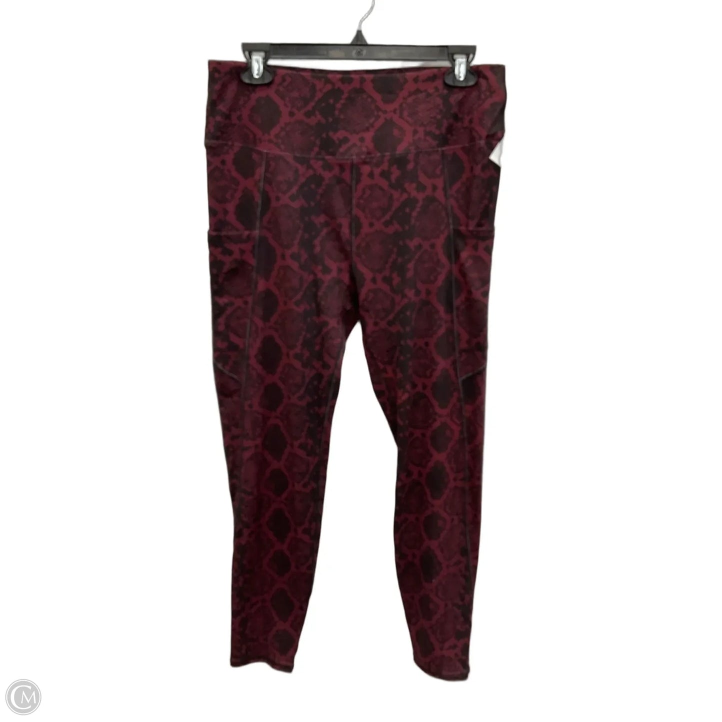 Athletic Leggings By Tahari In Maroon, Size: L