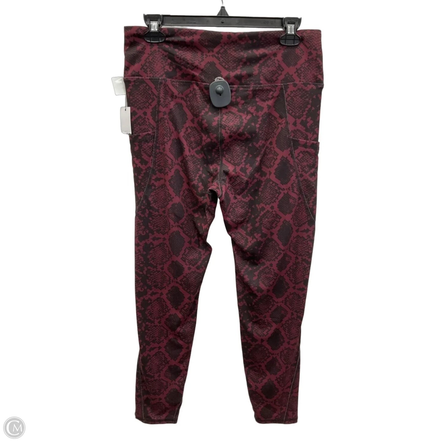 Athletic Leggings By Tahari In Maroon, Size: L