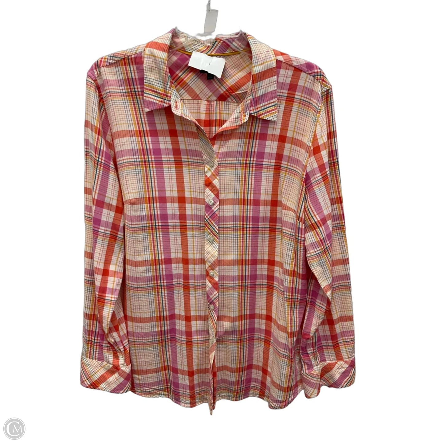 Blouse Long Sleeve By Talbots In Plaid Pattern, Size: Xl
