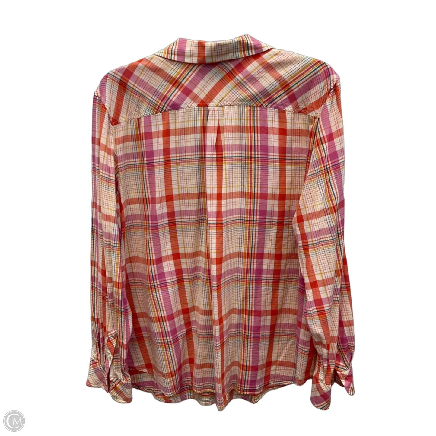 Blouse Long Sleeve By Talbots In Plaid Pattern, Size: Xl