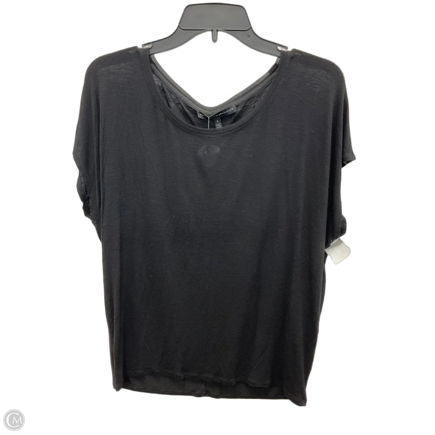 Top Short Sleeve By White House Black Market In Black, Size: S