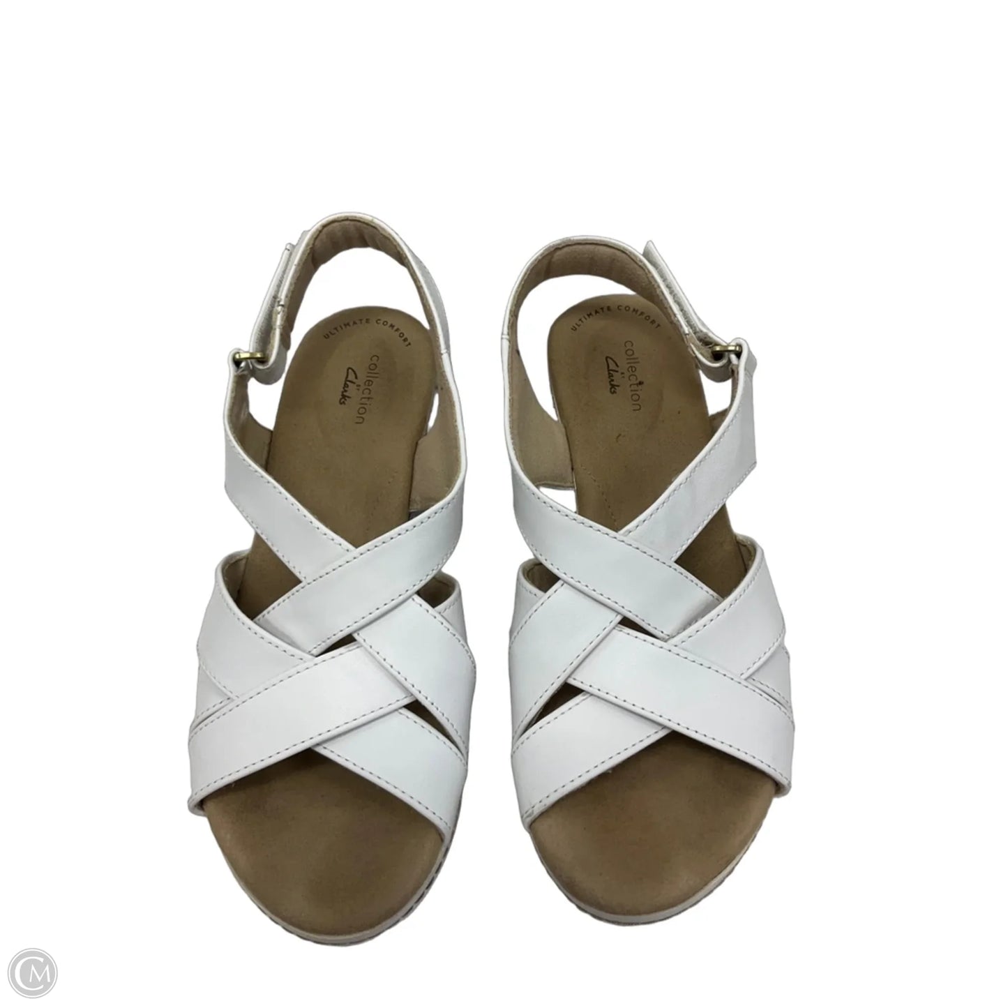 Shoes Heels Wedge By Clarks In White, Size: 8.5