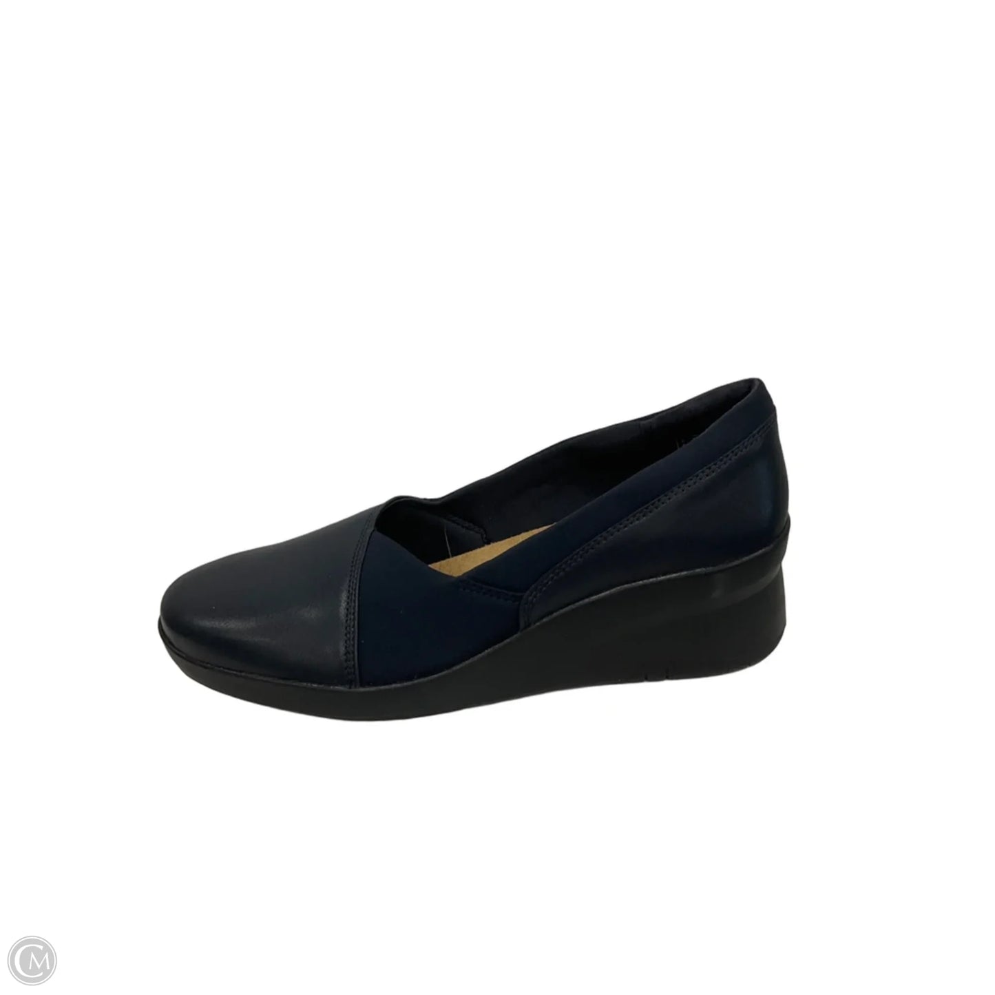 Shoes Heels Wedge By Clarks In Navy, Size: 8.5