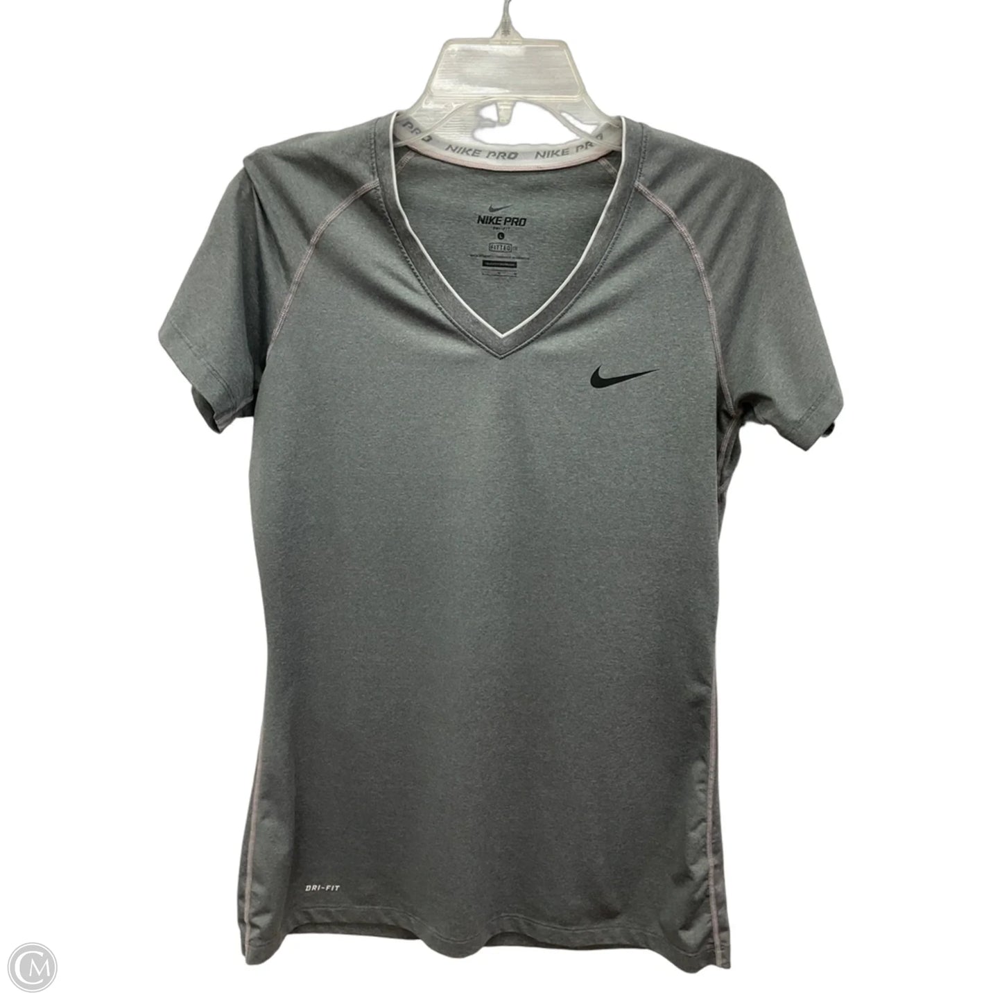 Athletic Top Short Sleeve By Nike In Grey, Size: L