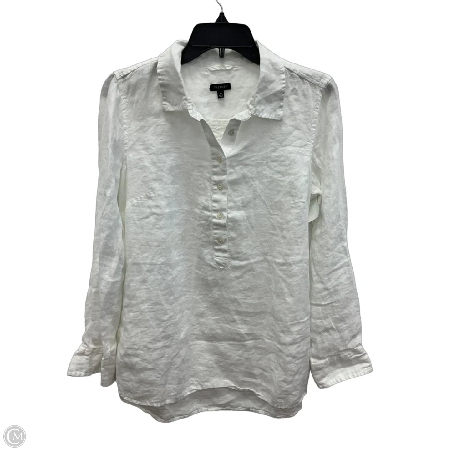 Top Long Sleeve By Talbots In White, Size: M