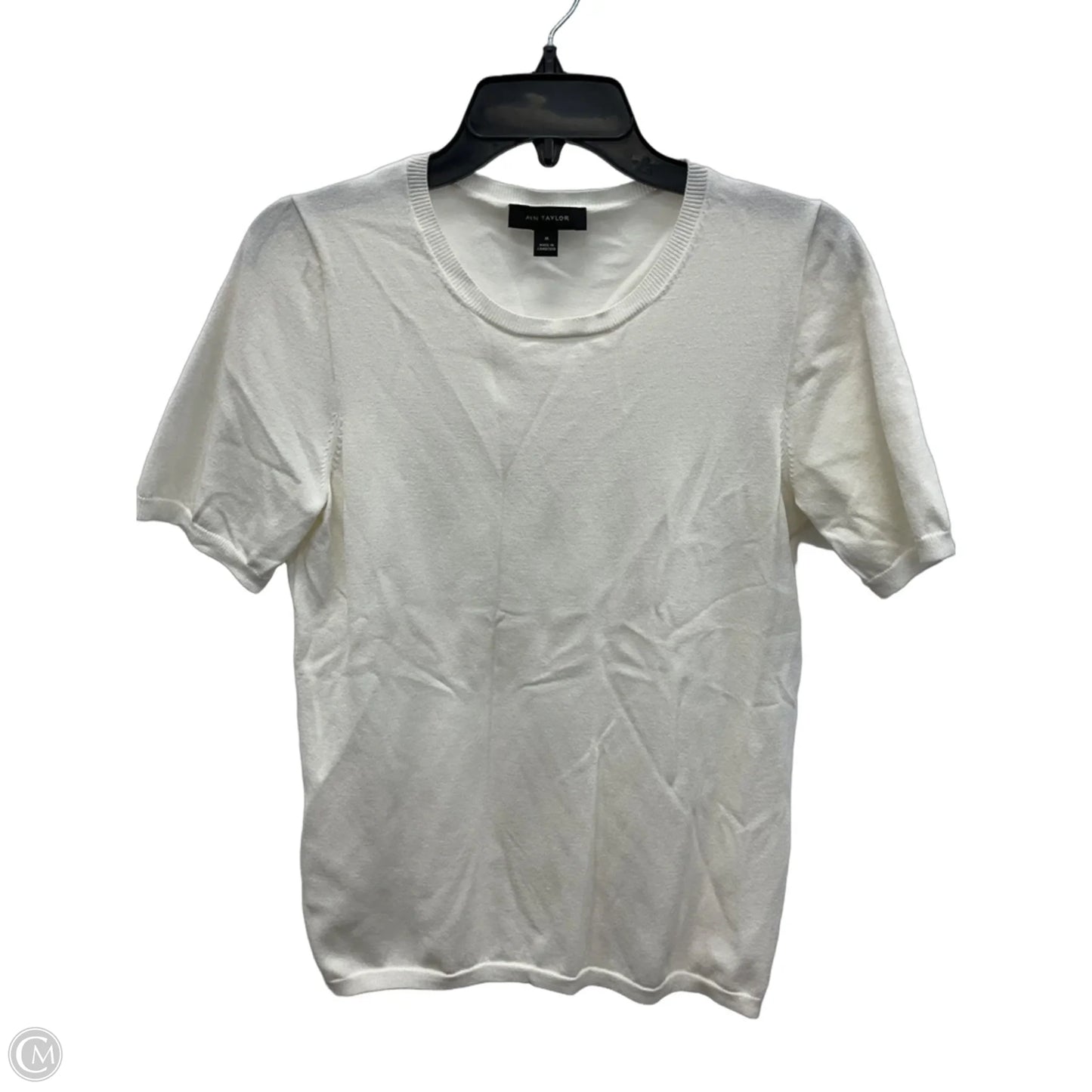 Top Short Sleeve By Ann Taylor In White, Size: M