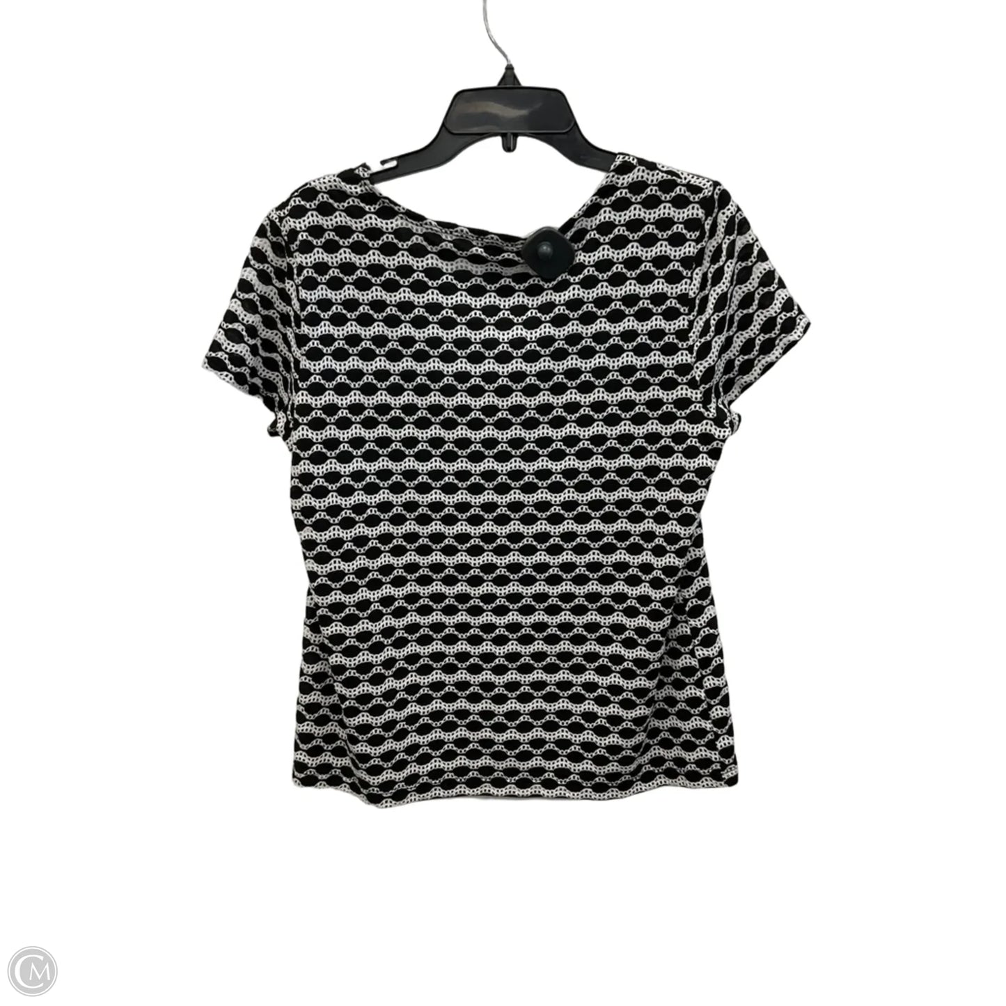 Top Short Sleeve By Chicos In Black & White, Size: L