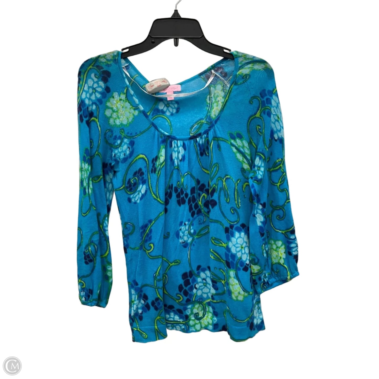 Top 3/4 Sleeve Designer By Lilly Pulitzer In Blue, Size: S