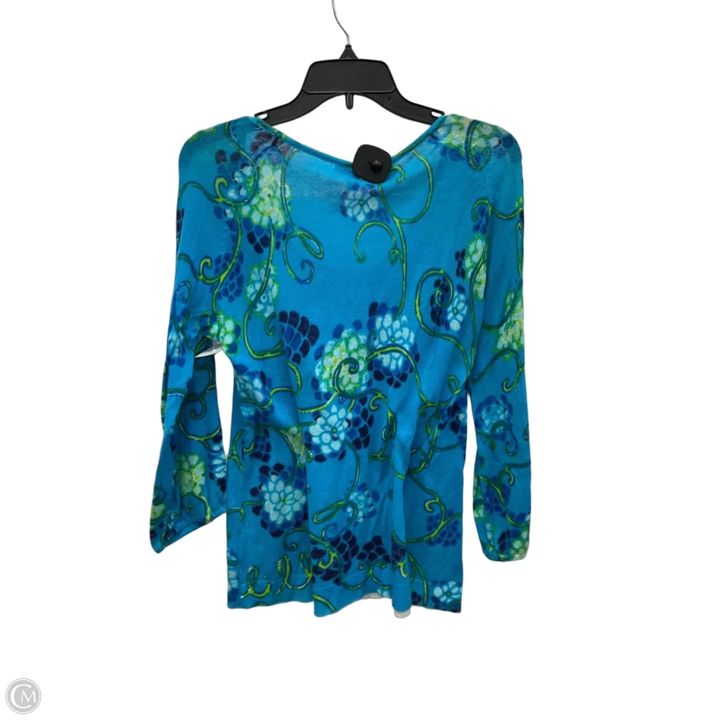 Top 3/4 Sleeve Designer By Lilly Pulitzer In Blue, Size: S