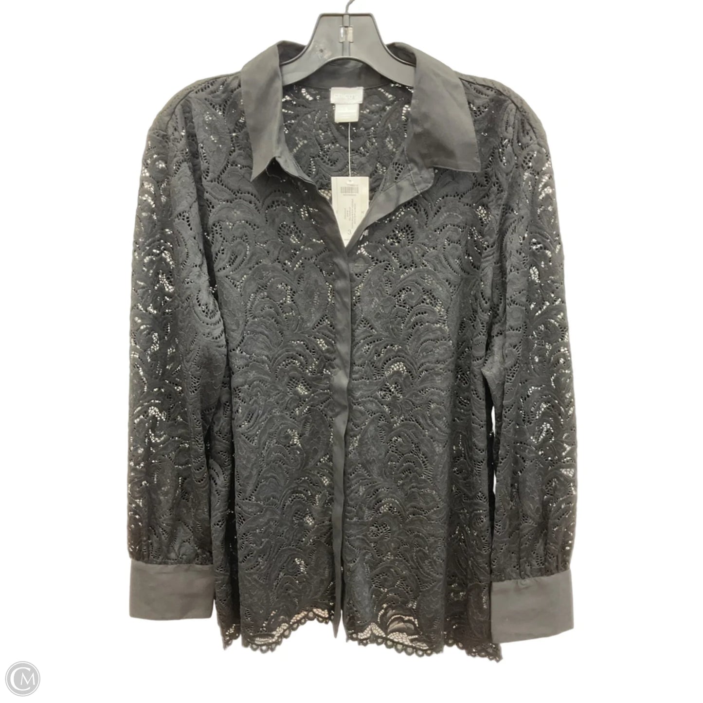 Blouse Long Sleeve By Chicos In Black, Size: Xl