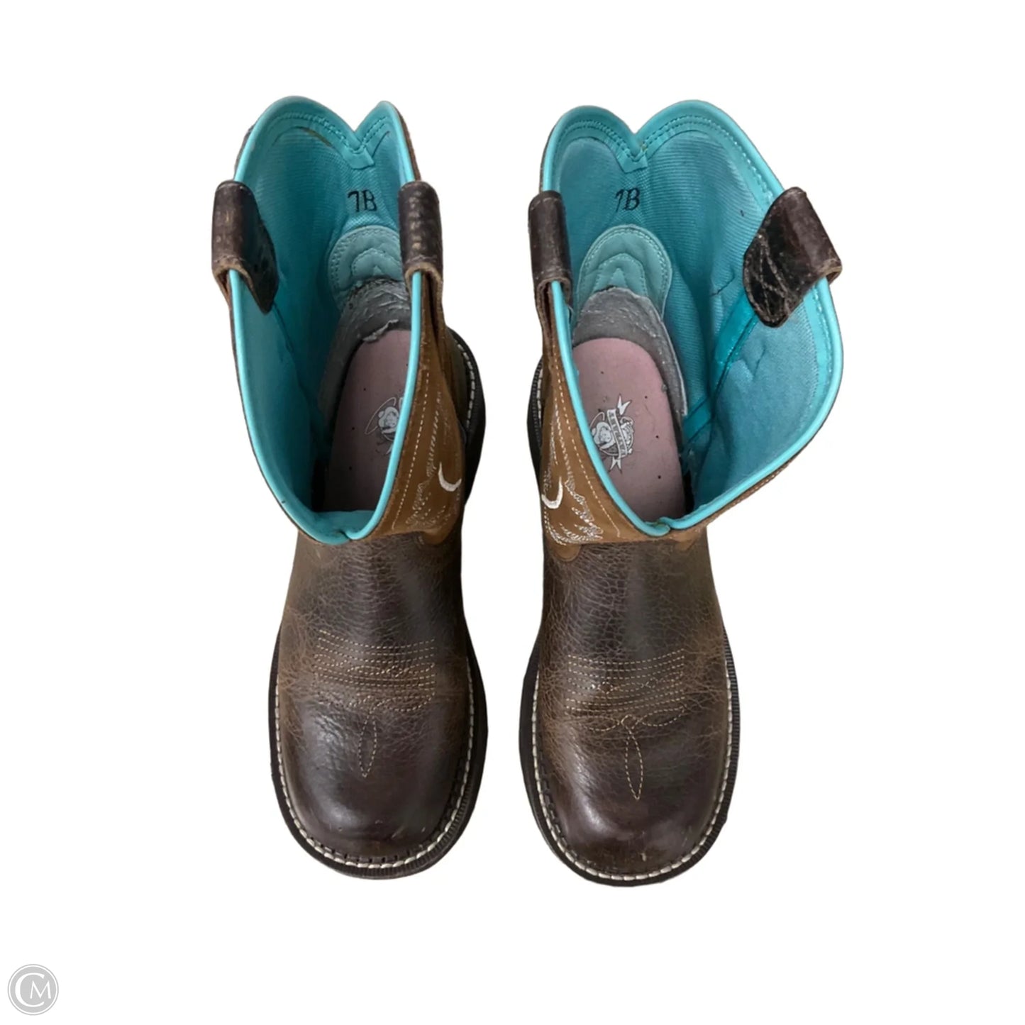 Boots Leather By Ariat In Blue & Brown, Size: 7