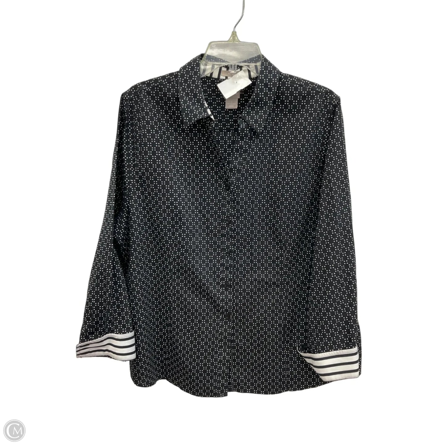 Blouse Long Sleeve By Chicos In Polkadot Pattern, Size: Xl