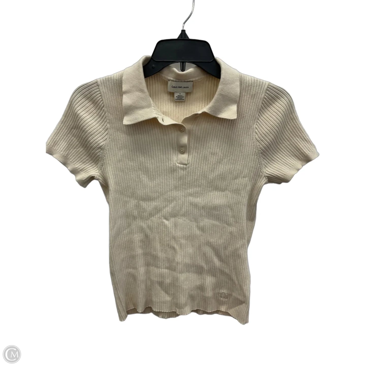 Top Short Sleeve By Calvin Klein In Beige, Size: M