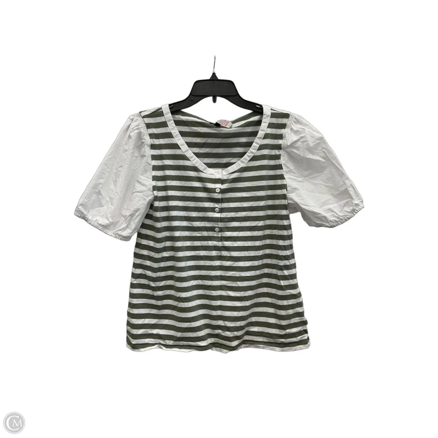 Top Short Sleeve By Talbots In Striped Pattern, Size: L