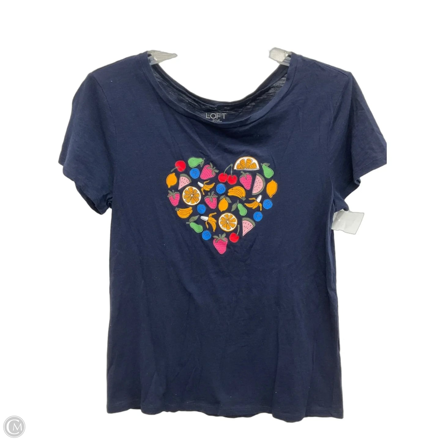 Top Short Sleeve By Loft In Navy, Size: S