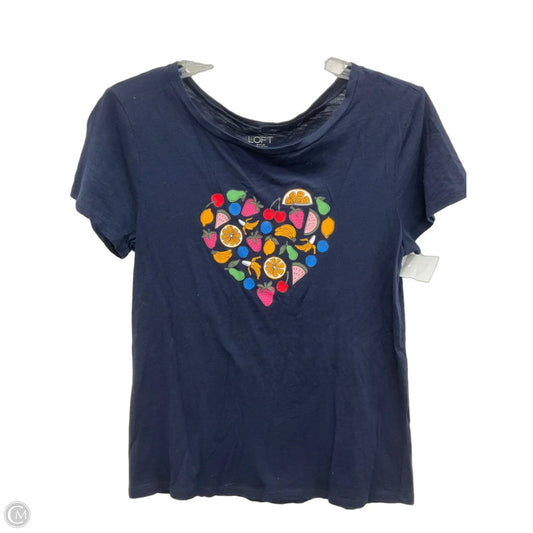 Top Short Sleeve By Loft In Navy, Size: S