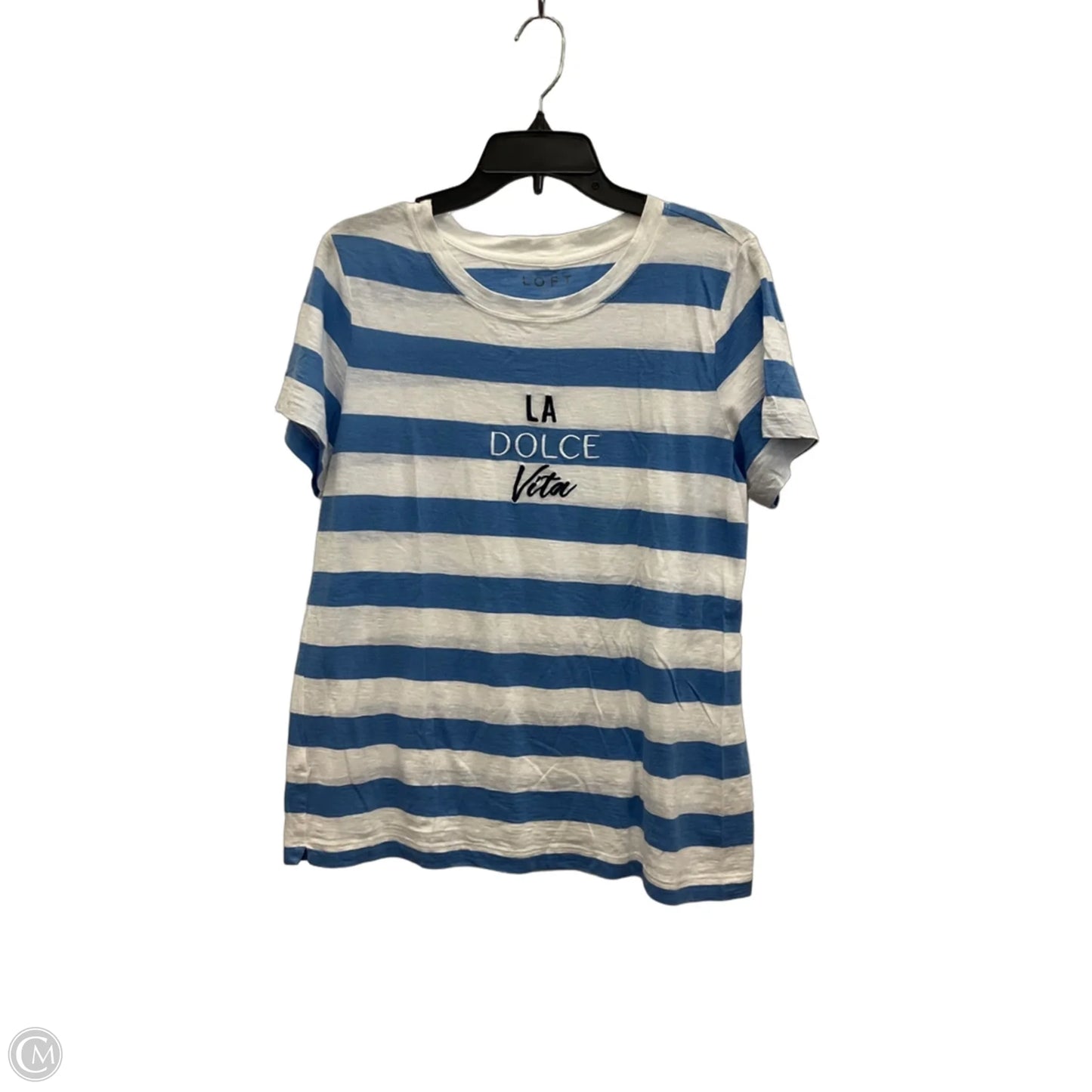 Top Short Sleeve By Loft In Striped Pattern, Size: L