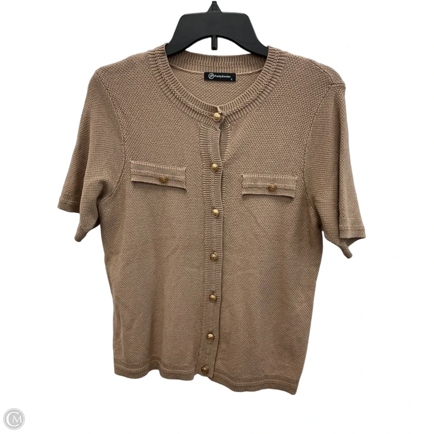 Top Short Sleeve By Prettygarden In Tan, Size: S