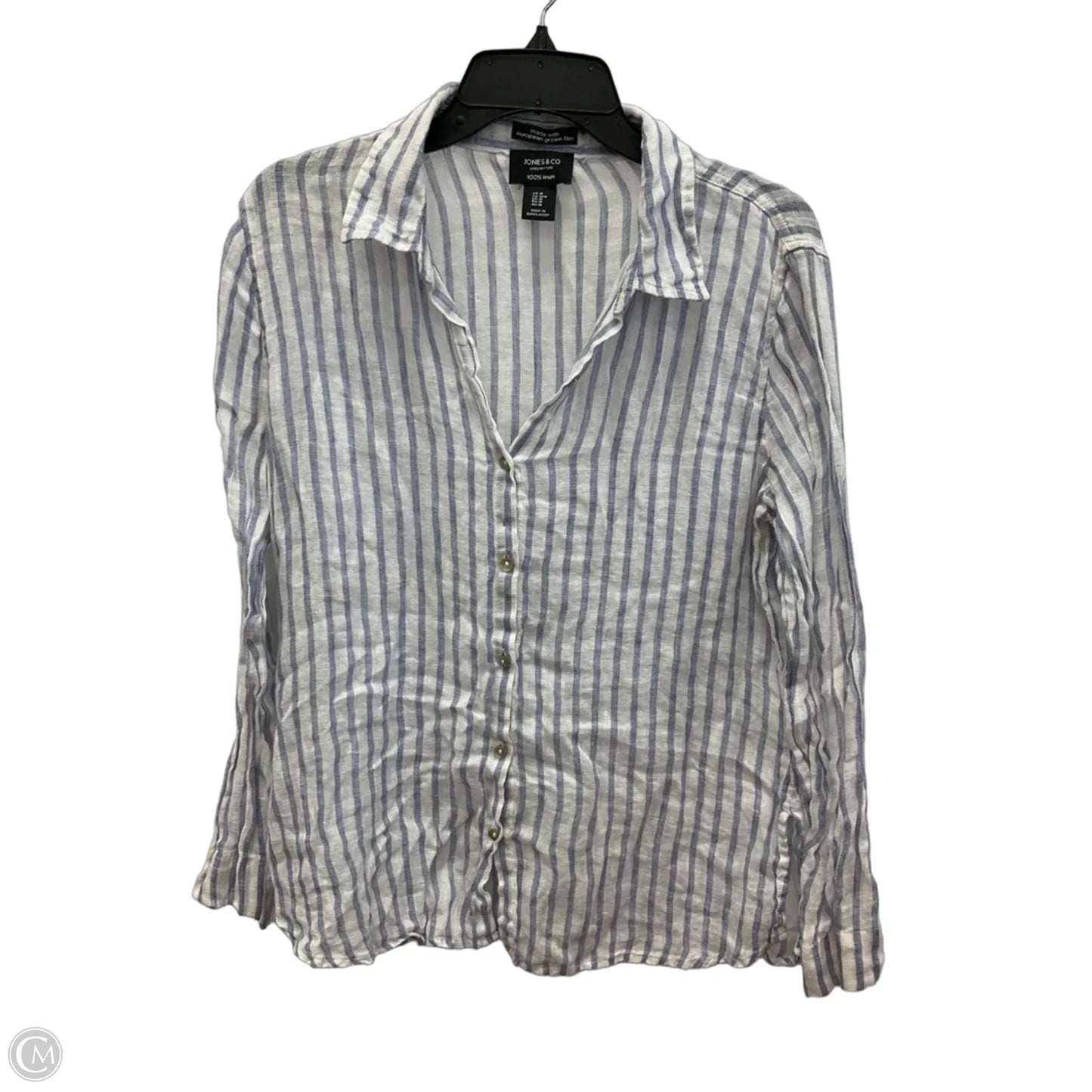 Blouse Long Sleeve By Jones New York In Striped Pattern, Size: M