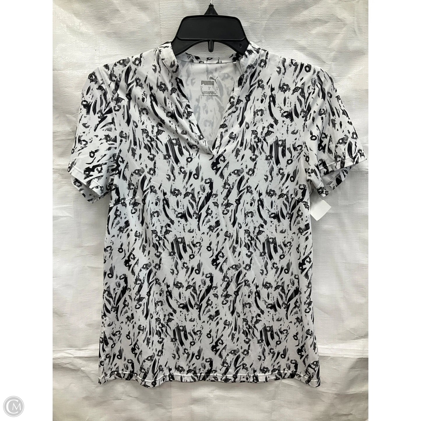 Athletic Top Short Sleeve By Puma In Black & White, Size: S
