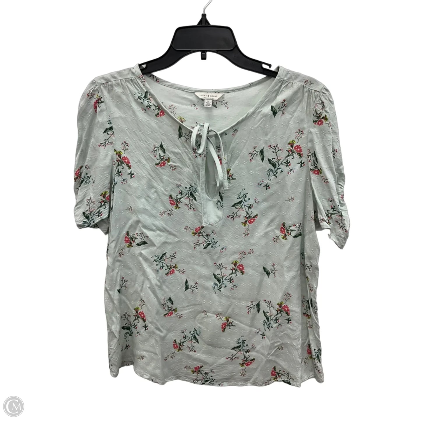 Top Short Sleeve By Lucky Brand In Floral Print, Size: M