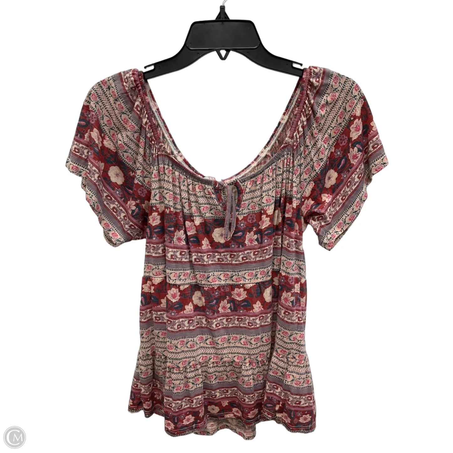 Top Short Sleeve By Lucky Brand In Floral Print, Size: M